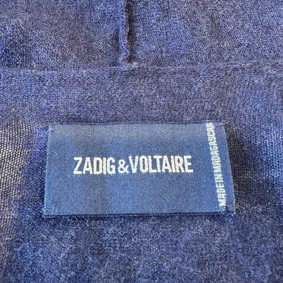 ZADIG & VOLTAIRE Rona Cp Cardigan Blue Cashmere Shawl Collar Tie Waist Long, S - Picture 5 of 14